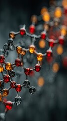 Abstract Molecular Structure Red Orange Yellow Lights Dark Background