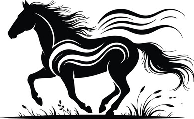 Obraz premium running horse silhouette with flowing lines