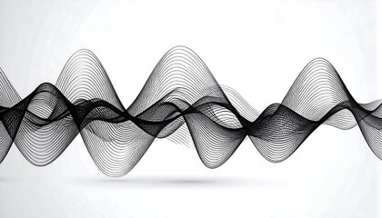 Abstract Black and White Sound Waveform Graphic with Dynamic Flow.