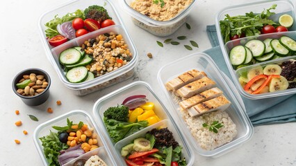 Diverse meal prep styles featuring fresh ingredients and balanced nutrition for healthy living