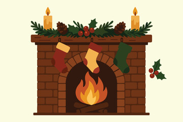Fototapeta premium Christmas Fireplace 