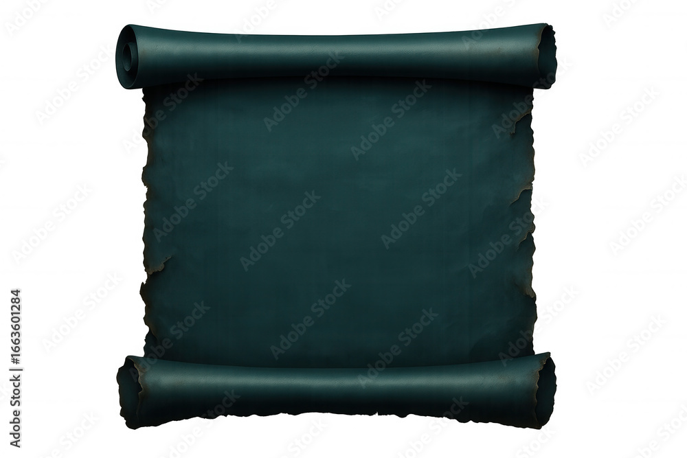 Poster rolled up blank scroll with burnt edges on a transparent background, ideal for announcements and inv