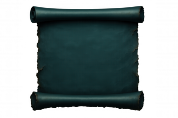 Rolled up blank scroll with burnt edges on a transparent background, ideal for announcements and invitations