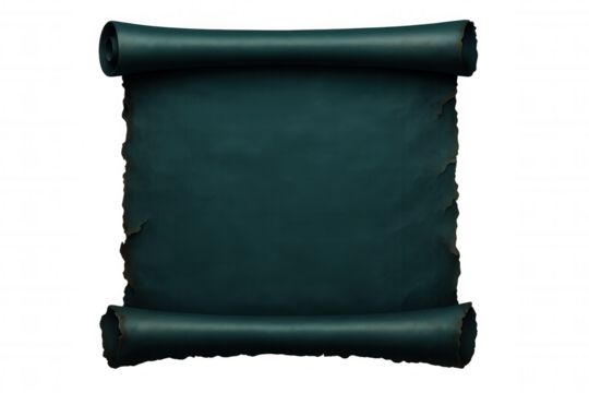Rolled up blank scroll with burnt edges on a transparent background, ideal for announcements and invitations - Powered by Adobe