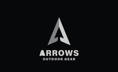 Upward pointing silver arrow emerging from a curved swoosh base logo with a modern, metallic 3D gradient effect.