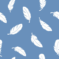 feathers, vector seamless pattern, hand drawn, sketch style