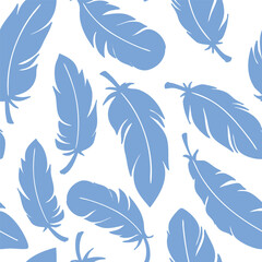 feathers, vector seamless pattern, hand drawn, sketch style