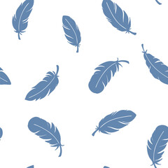 feathers, vector seamless pattern, hand drawn, sketch style