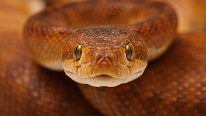 Obraz premium Powerful Orange Ball Python Front Macro Illustration