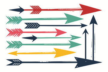 Whimsical Arrows in Vibrant Colors, A Playful Design Element, Directional Graphics for Creative Projects, Stylish Arrow Collection Pointing the Way, Fun and Modern Vector Graphics Set