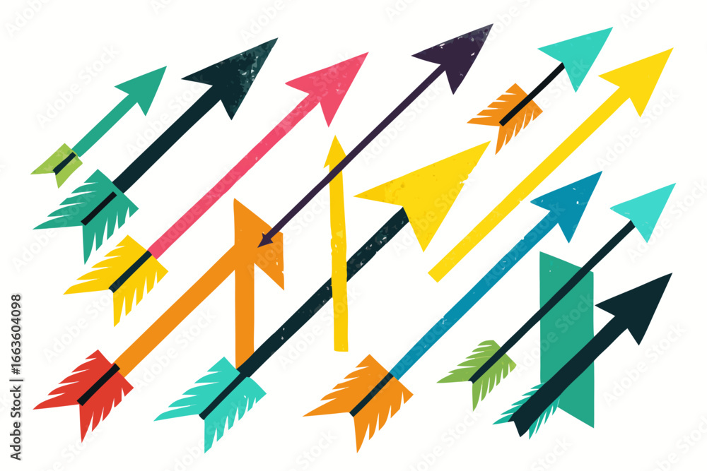 Poster dynamic arrows pointing forward symbolize growth, progress, and direction, perfect for conveying str