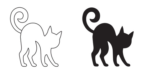 halloween cat vector silhouette, spooky black cat silhouettes in halloween style