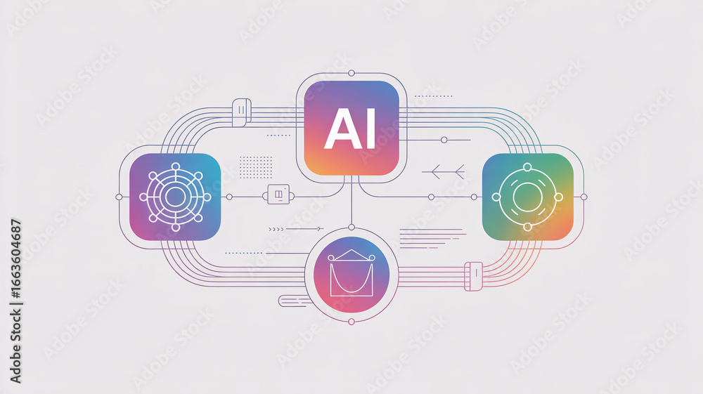 Poster ai quantum agent technology integration digital space infographic design futuristic environment over