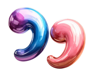 Hand-Drawn Blue and Pink Quotation Marks with Brush Stroke Texture, Artistic Style, Isolated Transparent Background PNG