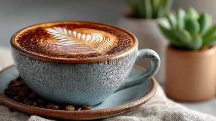 Coffee latte art cappuccino drink high resolution picture