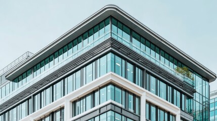 Obraz premium Modern office building facade with large windows.