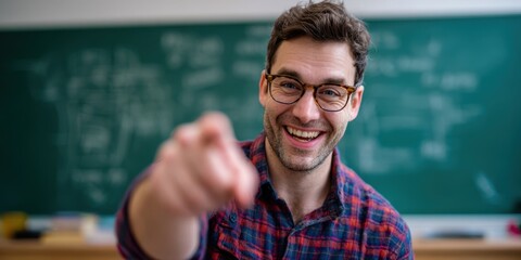 The smiling teacher engaging students with encouragement and enthusiasm
