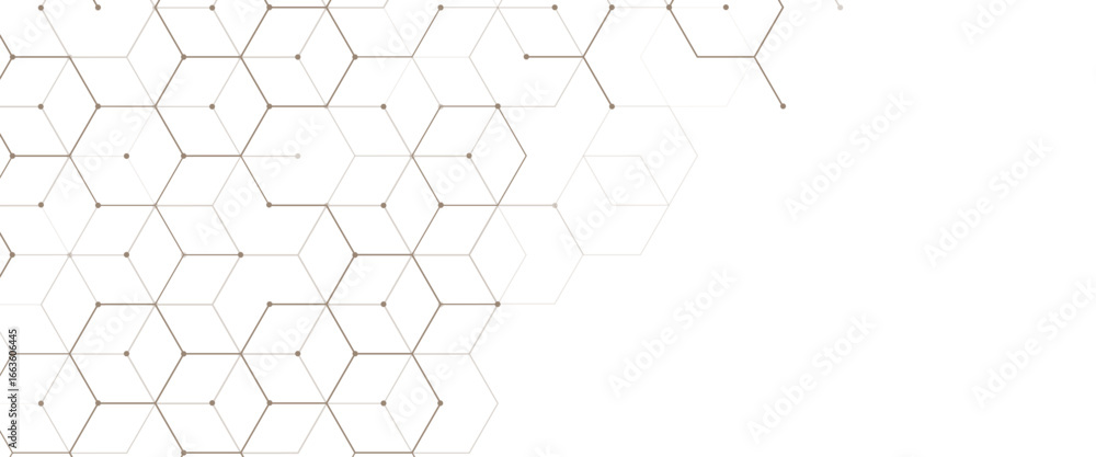 Poster vector digital hexagonal background geometric abstraction with lines and dots