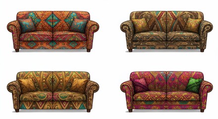 Colorful patterned armchairs