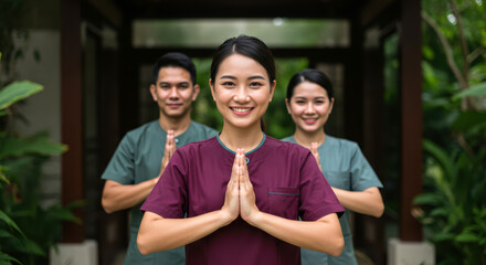 Traditional Thai spa therapists greet you with the wai gesture.