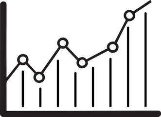 Growing business trend line chart showing upward financial progress and data analysis concept vector