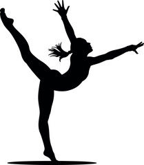 Elegant Gymnastics Performance Silhouette of a Flexible Female Athlete in a Dynamic Pose with Grace and Precision Strength and Agility