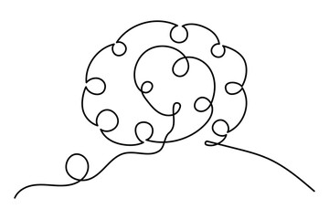 Continuous single line art drawing of the Human Brain of a human organ concept vector
