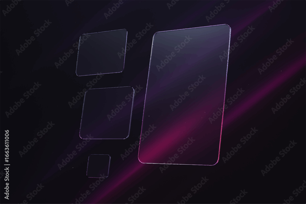 Fototapete abstract glowing computer technology background with a blank glossy square button