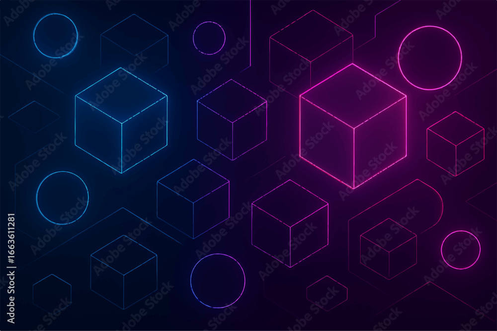 Poster abstract futuristic blue technology background with a geometric square pattern