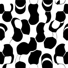 Wavy hexagon board pattern, distorted perspective, optical illusion effect, black and white, seamless vector abstract geometric background 