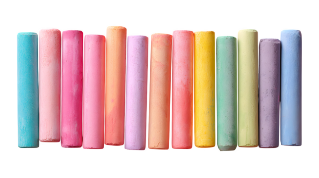 Colorful Chalk Pastels, isolated on transparent background