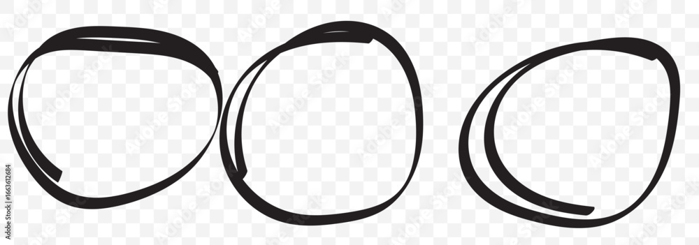 Poster hand drawn circle line sketch set isolated on white background. red circle draw. vector circular scr