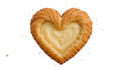 Heart-Shaped Pastry – Sweet Baked Dessert in Romantic Design Isolated Transparent Background