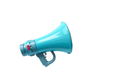 Colorful Cartoon Megaphone with Geometric Shapes Bursting Outward – Dynamic Expressive Illustration Isolated Transparent Background