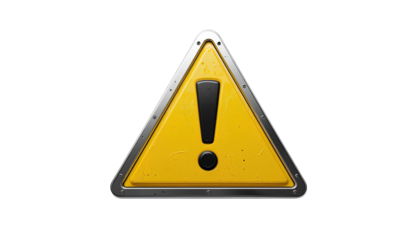 3D Yellow Warning Triangle with Bold Black Exclamation Point – Bright Safety Alert Symbol Isolated Transparent Background