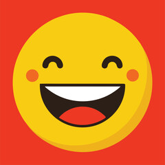 Fototapeta premium Smiling emoji with rosy cheeks and open mouth, showing extreme happiness