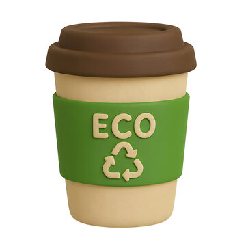 Reusable coffee cup sculpted clay eco friendly message sustainable lifestyle high quality professional