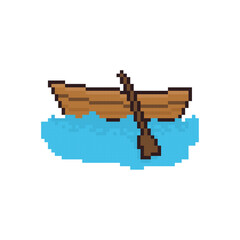 wooden boat icon pixel art