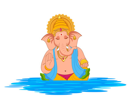 Happy anant chaturdashi or Ganesh visarajn festival of india vector illustration