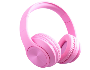  Pastel Pink Gaming Headset with Microphone, Front View, Isolated Transparent Background PNG