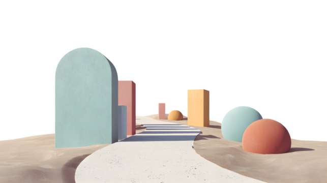 Abstract minimalist landscape, isolated on transparent background