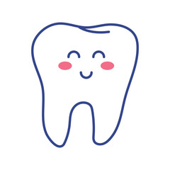Happy tooth vector flat illustration. Cartoon tooth character.