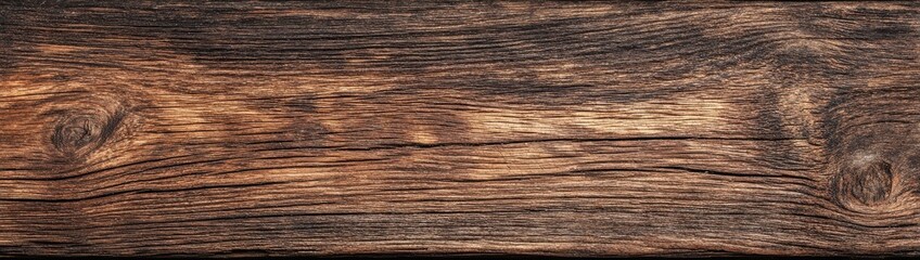 Fototapeta premium Textured close-up of weathered, dark brown wood grain