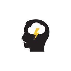 abstract head with cloud like bad mood icon. flat simple trend modern grief logotype graphic art design isolated on white background. concept of bipolar disorder or hard overload or burnout at work