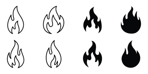 Fire flame icon vector, vector set of flame, fire clipart illustration