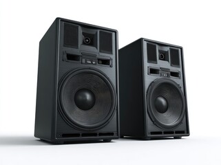 Fototapeta premium Two black speakers on a white background