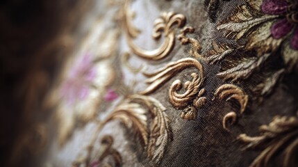 Luxurious victorian style abstract wallpaper with detailed damask design