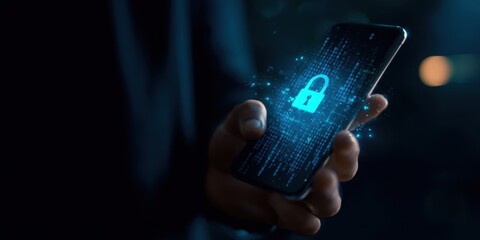 The smartphone displaying a digital padlock symbolizing enhanced security features.