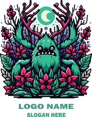 Swamp milkweed Monster Forest logo icon vector white background .