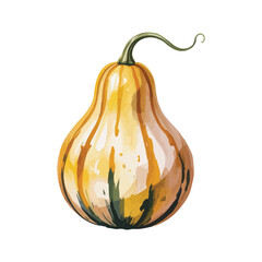 Watercolor illustration of a decorative pumpkin